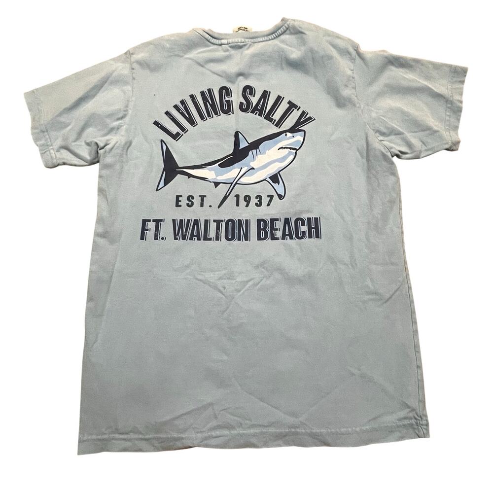 Living‎ Salty Shark Graphic Tee Coastal Beach Vacation Surf Shirt Mens S
